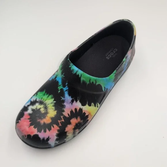 Crocs Neria Pro II Graphic Work Clogs Slip Resistant Tie Dye Women's Sz 9 W NWOB - Picture 13 of 16